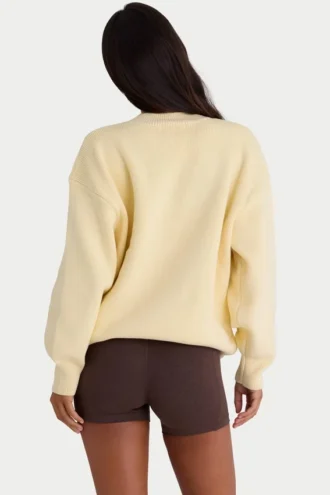 Ribbed Knit Oversized Jumper in Lemon