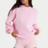 Ribbed Knit Oversized Jumper in Pale Pink