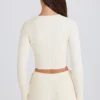 Ribbed Knit Tie Mini Shorts in Cream
