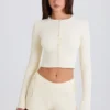 Ribbed Knit Tie Mini Shorts in Cream