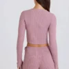 Ribbed Knit Tie Mini Shorts in Mauve