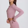 Ribbed Knit Tie Mini Shorts in Mauve