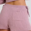 Ribbed Knit Tie Mini Shorts in Mauve