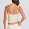 Ribbed Knit Tie Tank Top in Cream