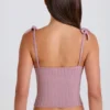 Ribbed Knit Tie Tank Top in Mauve