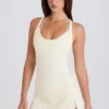 Ribbed Knit Tie Wrapover Skort in Cream