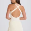 Ribbed Knit Tie Wrapover Skort in Cream