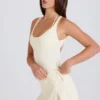 Ribbed Knit Tie Wrapover Skort in Cream
