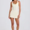 Ribbed Knit Tie Wrapover Skort in Cream