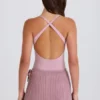 Ribbed Knit Tie Wrapover Skort in Mauve