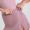 Ribbed Knit Tie Wrapover Skort in Mauve