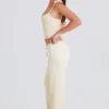 Ribbed Knit Wide-Leg Joggers in Cream