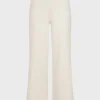 Ribbed Knit Wide-Leg Joggers in Ivory