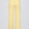 Ribbed Knit Wide-Leg Joggers in Lemon