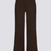Ribbed Knit Wide-Leg Joggers in Pecan