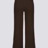Ribbed Knit Wide-Leg Joggers in Pecan