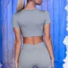 Ribbed Mini Shorts in Grey