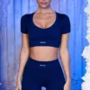Ribbed Mini Shorts in Navy