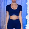 Ribbed Mini Shorts in Navy