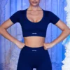 Ribbed Mini Shorts in Navy
