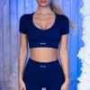 Ribbed Mini Shorts in Navy