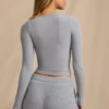 Ribbed Modal Long-Sleeve Top in Soft Blue
