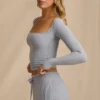 Ribbed Modal Long-Sleeve Top in Soft Blue