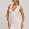 Rio Ruched Bust A-Line Mini Dress in White