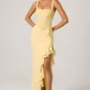 Robina Embellished Ruffle-Trim Corset Gown in Yellow