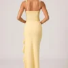 Robina Embellished Ruffle-Trim Corset Gown in Yellow