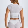 Rocas Sheer Ruched Mini Shorts in White