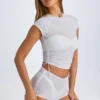 Rocas Sheer Ruched Mini Shorts in White