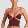Rocio Contrast Binding Cami Top in Chocolate Brown