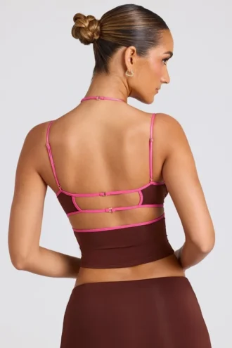 Rocio Contrast Binding Cami Top in Chocolate Brown