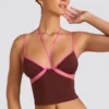 Rocio Contrast Binding Cami Top in Chocolate Brown