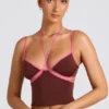 Rocio Contrast Binding Cami Top in Chocolate Brown