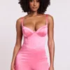 Romera Satin Corset Mini Playsuit in Pink