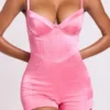 Romera Satin Corset Mini Playsuit in Pink