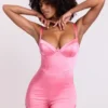 Romera Satin Corset Mini Playsuit in Pink