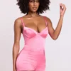 Romera Satin Corset Mini Playsuit in Pink