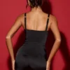 Romera Satin Corset Playsuit in Black