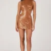 Romilly Embellished High-Neck Mini Dress in Bronze