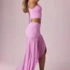 Romy Asymmetric Ruched Maxi Skirt in Pink Orchid