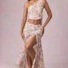 Romy Asymmetric Ruched Maxi Skirt in Primrose Floral Print