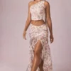 Romy Asymmetric Ruched Maxi Skirt in Primrose Floral Print