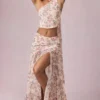Romy Asymmetric Ruched Maxi Skirt in Primrose Floral Print