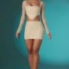 Romy Embellished Lace Bodycon Mini Skirt in Ivory