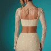 Romy Embellished Lace Bodycon Mini Skirt in Ivory