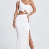 Rosalia Hardware Detail One-Shoulder Maxi Dress in White