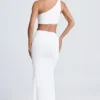Rosalia Hardware Detail One-Shoulder Maxi Dress in White